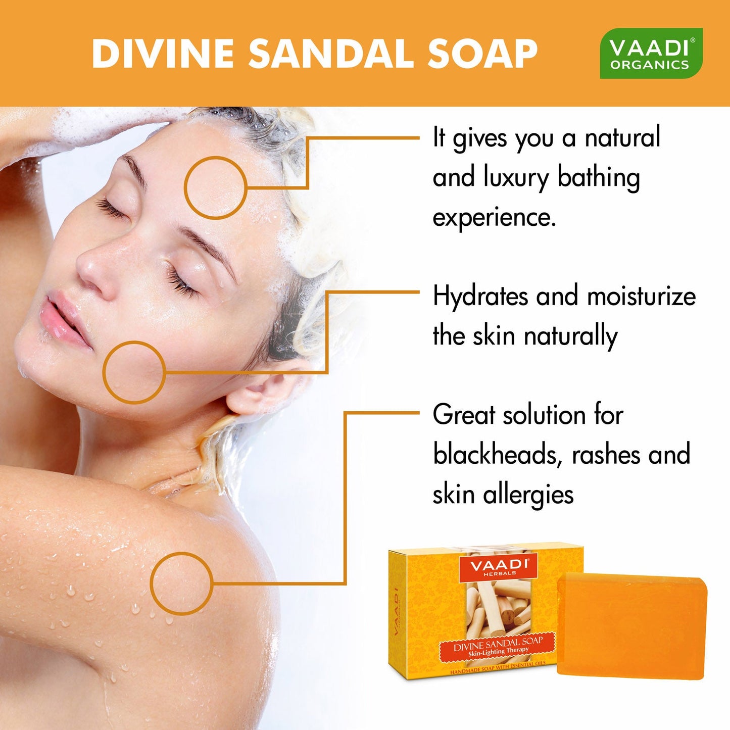 Pack of 12 Divine Sandal Soap with Saffron & Turmeric (75 gms x 12)