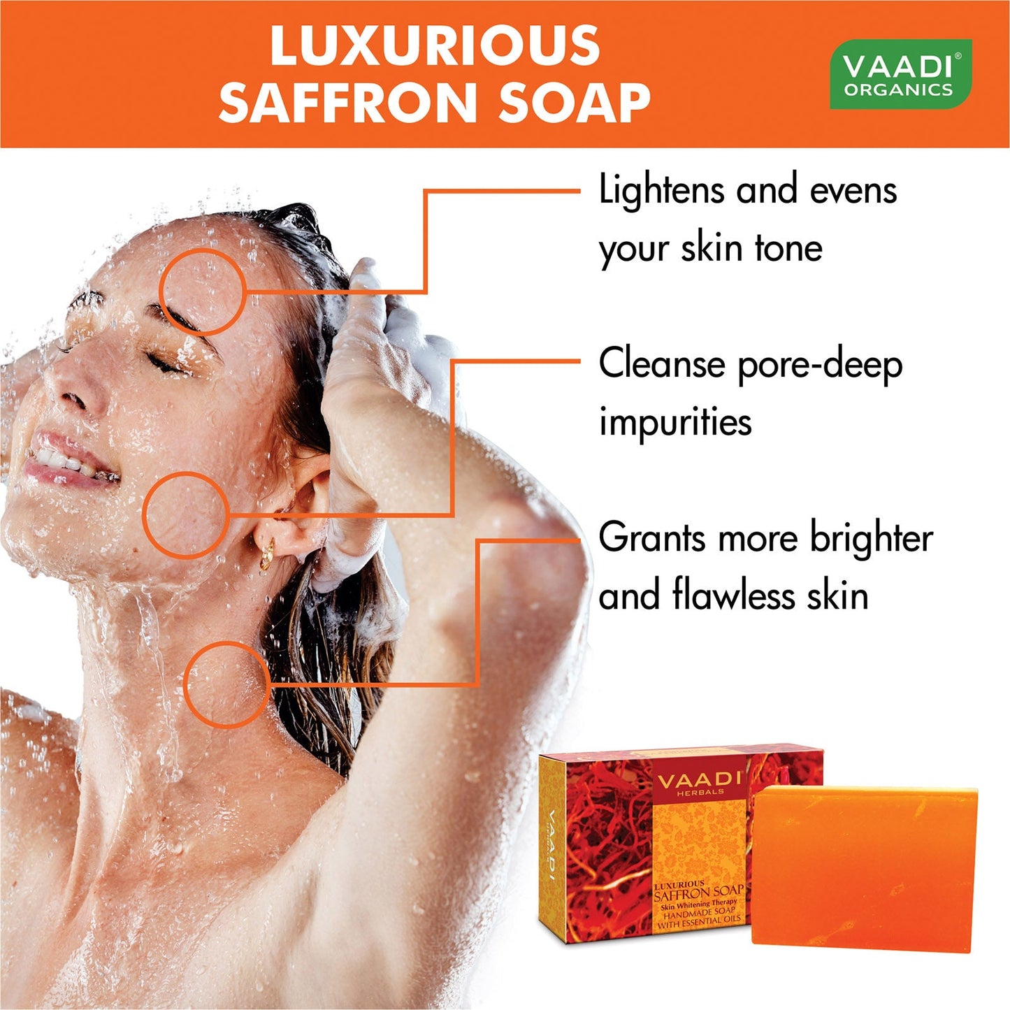 Pack of 3 Luxurious Saffron Soap - Skin Whitening Therapy (75 gms x 3)