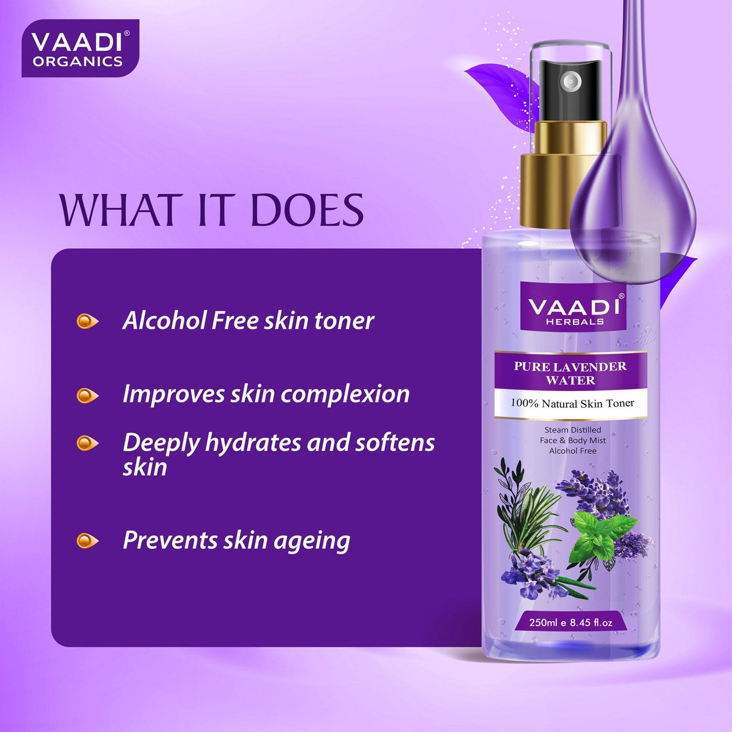 Lavender Water -100% Natural & Pure Skin Toner (250 ml)