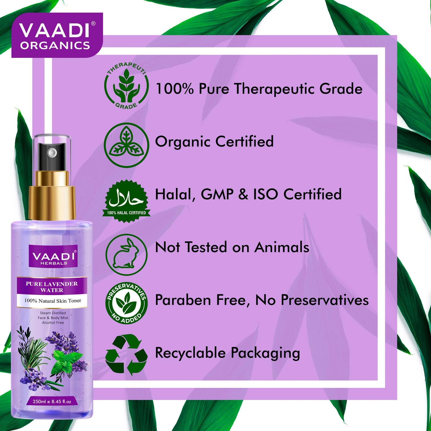 Lavender Water -100% Natural & Pure Skin Toner (250 ml)