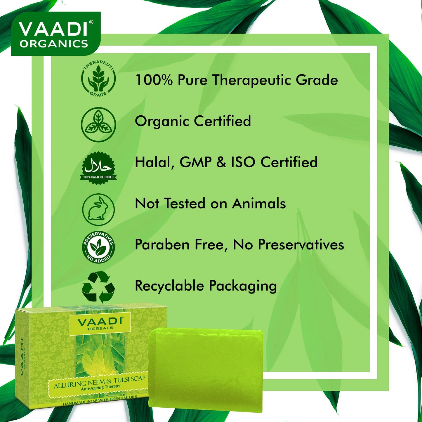 Pack of 3 Alluring Neem-Tulsi Soap with Vitamin E & Tea Tree Oil (75 gms x 3)