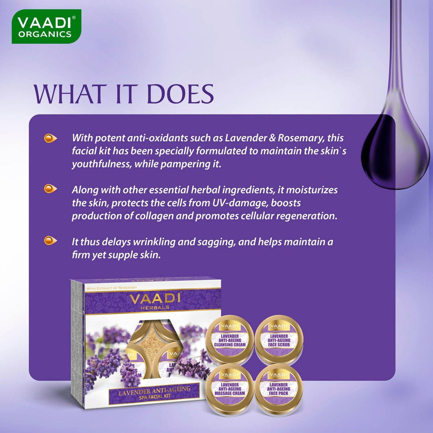 Lavender Anti-Ageing SPA Facial Kit with Rosemary Extract (110 gms)