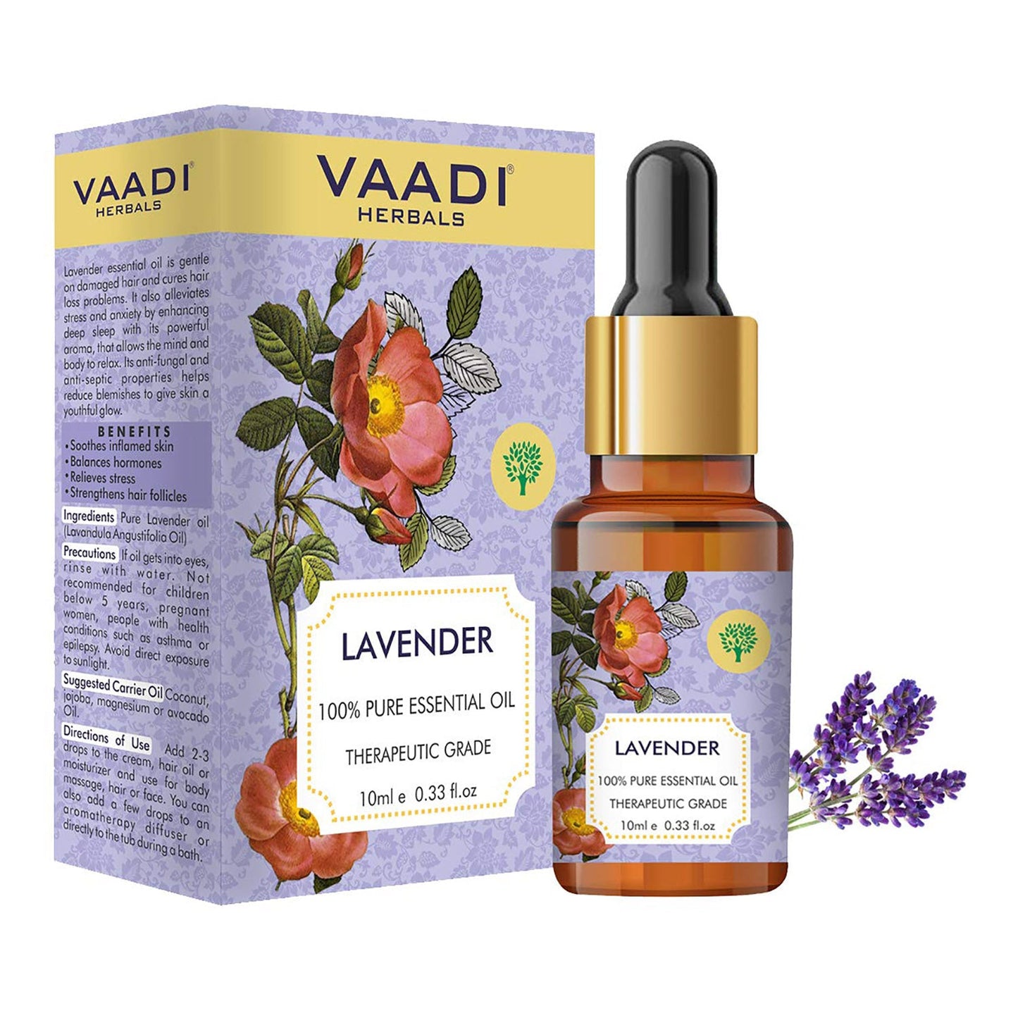 Lavender Essential Oil - Prevents Hairfall, Relieves Stress, Soothes Skin - 100% Pure Therapeutic Grade (10 ml)