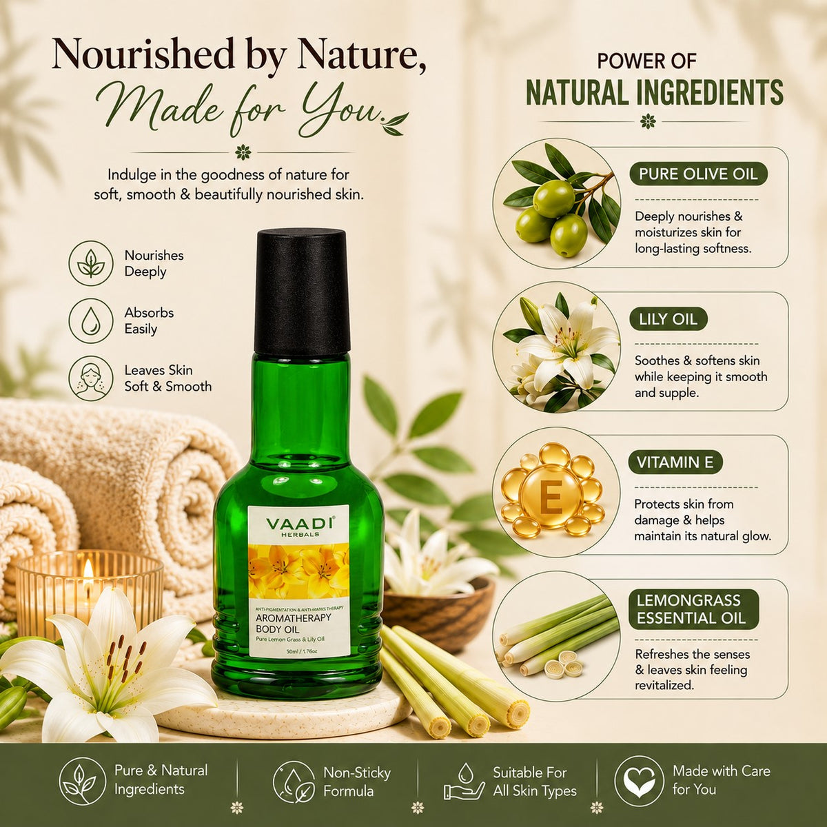 Aromatherapy Body Oil-Lemongrass & Lily Oil (50 ml)