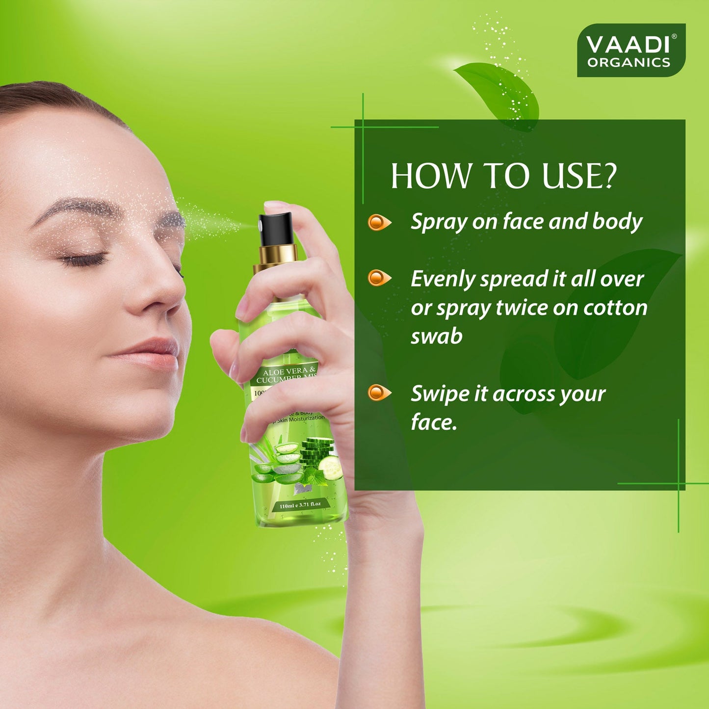 Pack of 2 - Rose Water & Aloe Vera Cucumber Mist - 100% Natural & Pure (250 ml x 2)