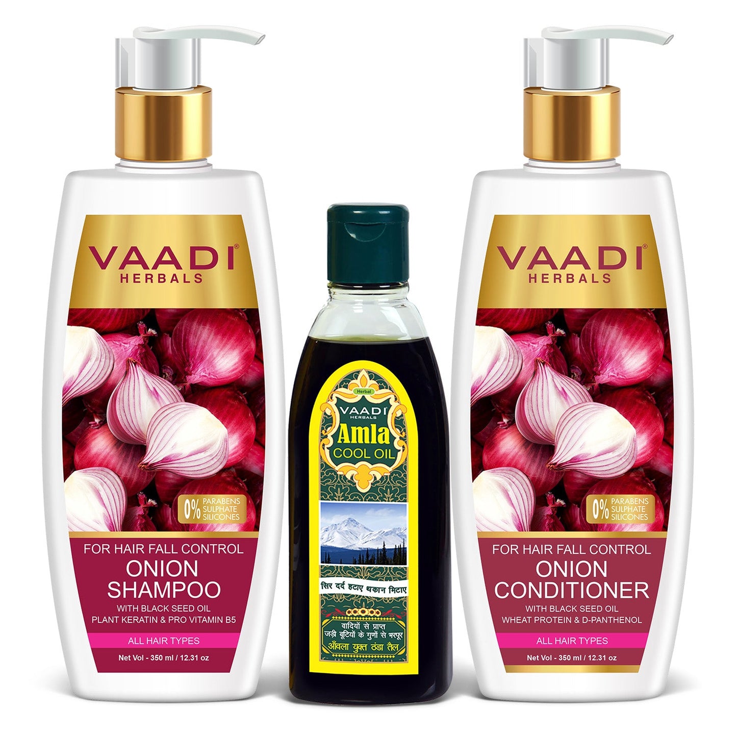 Anti Hair Fall Complete Pack - Onion Shampoo (350 ml), Onion Conditioner (350 ml) & Amla Hair Oil (200 ml)