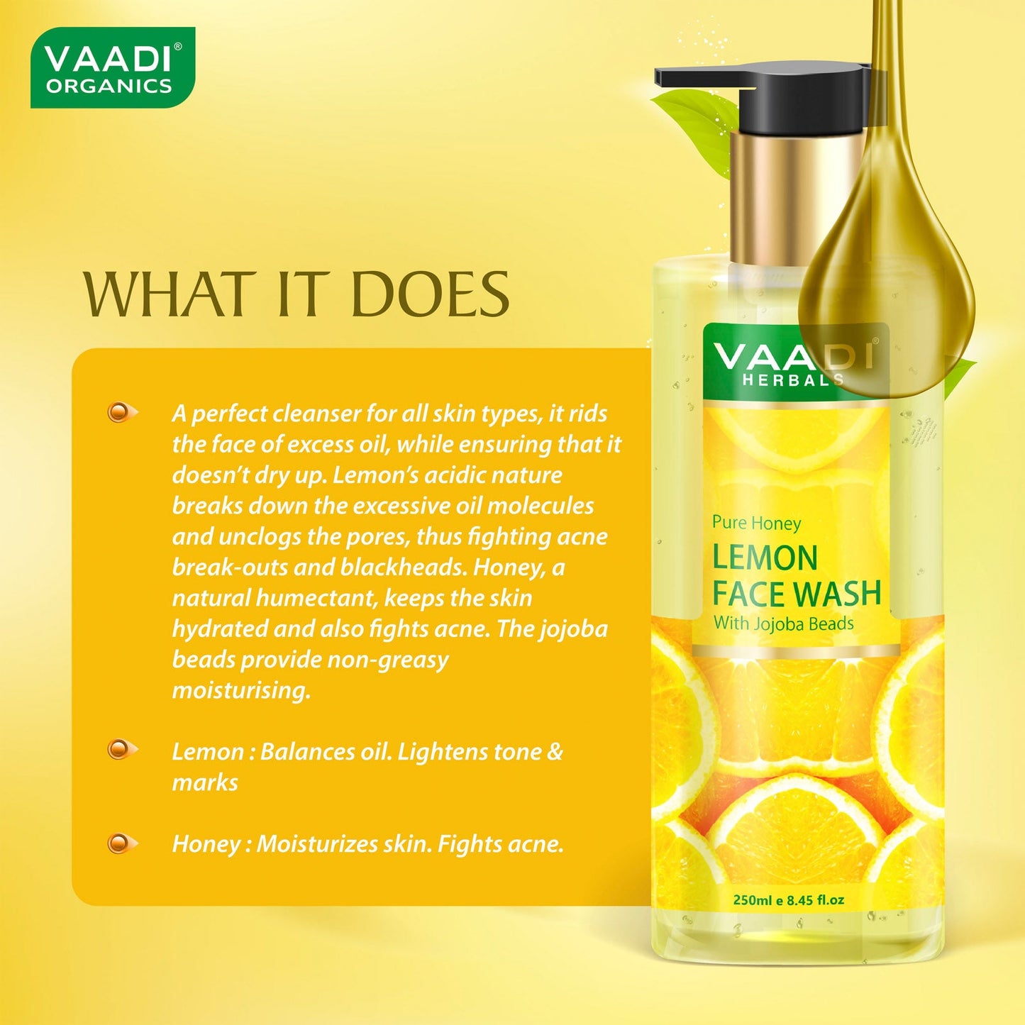 Pack of 2 Honey Lemon Face Wash with Jojoba Beads (2 x 250 ml)