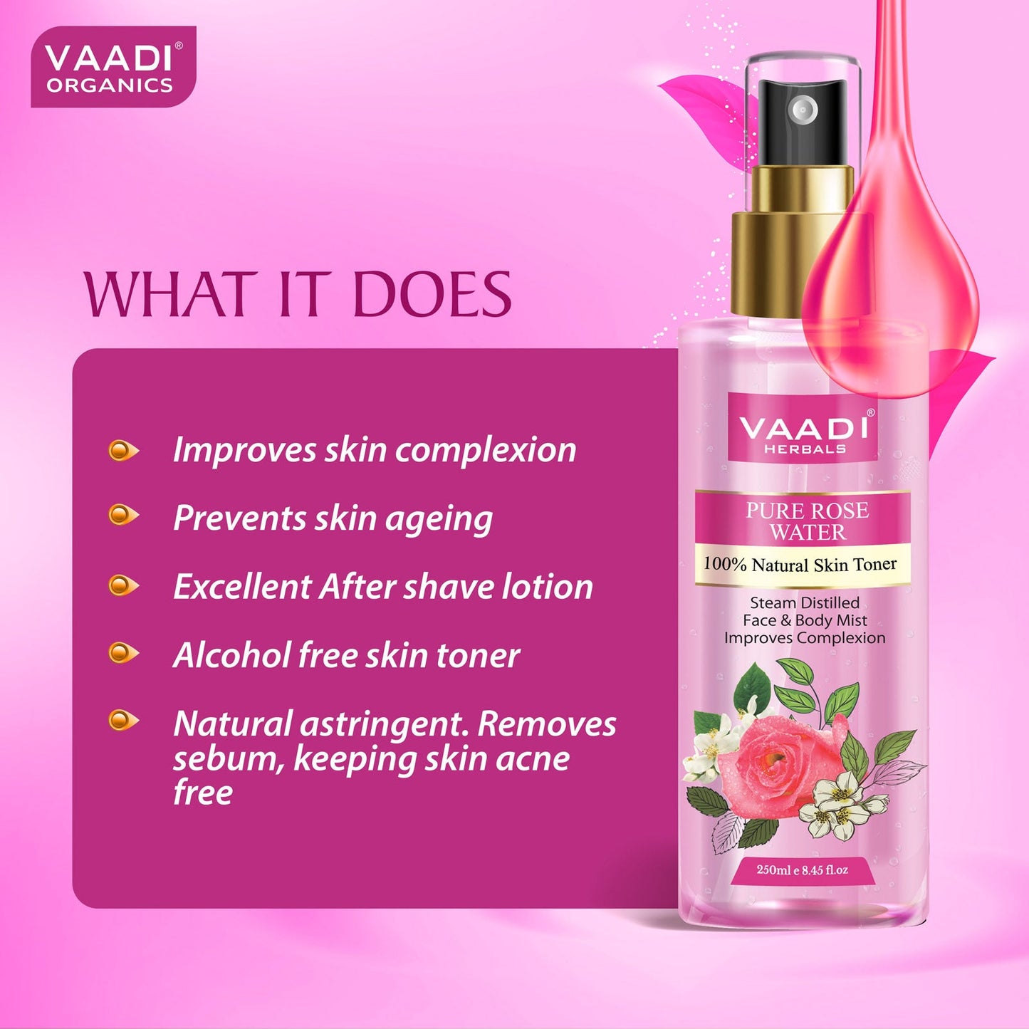 Pack of 2 - Rose Water & Aloe Vera Cucumber Mist - 100% Natural & Pure (250 ml x 2)