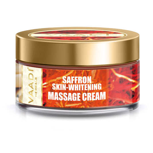 Saffron Skin Whitening Massage Cream with Basil Oil & Shea Butter - Improves Complexion - Reduces Puffiness, Marks & Spots (50 gms/2 oz)