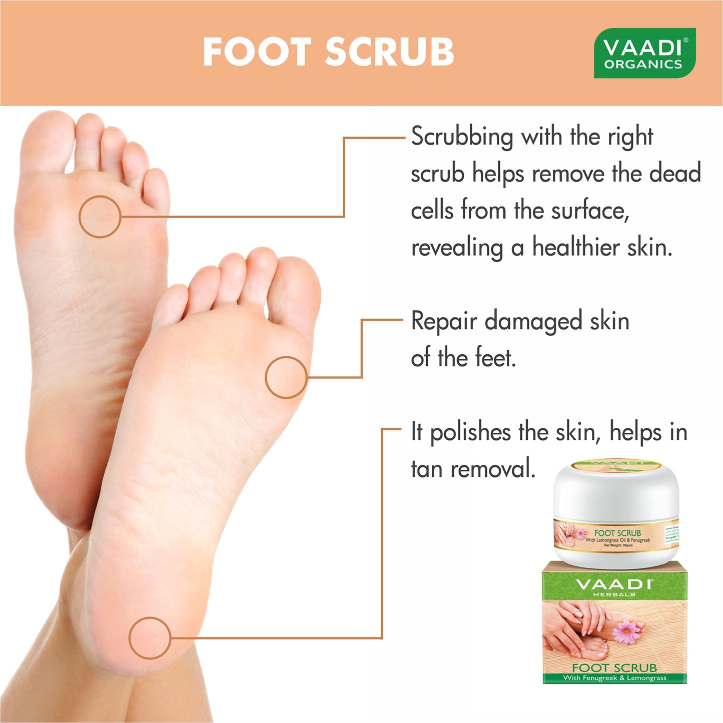 Foot Scrub with Fenugreek & Lemongrass Oil (30 gms /1.1 oz)