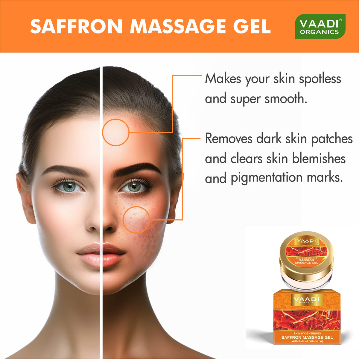 SAFFRON SKIN WHITENING MASSAGE GEL WITH RETINOL (VITAMIN A)(25 Gms)