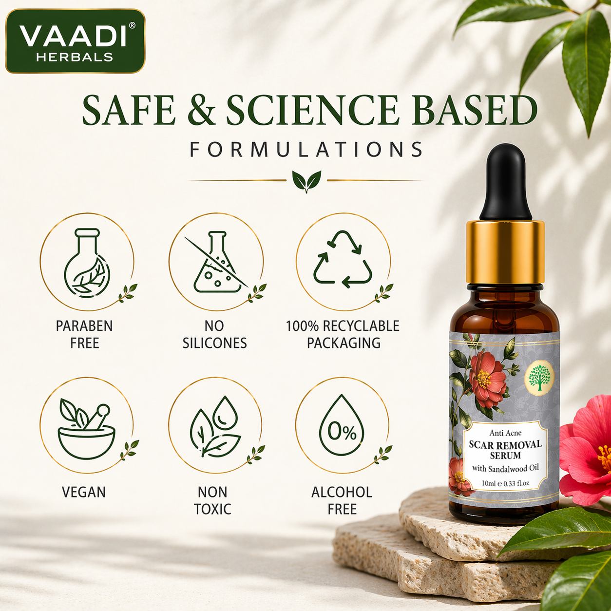Scar Removal Serum (Pure Mix of Sandalwood Oil, Steam Distilled Neem & Fenugreek Extract) - Reduces Acne, Dark Spots & Pigmentation (Pack of 2 x 10 ml)