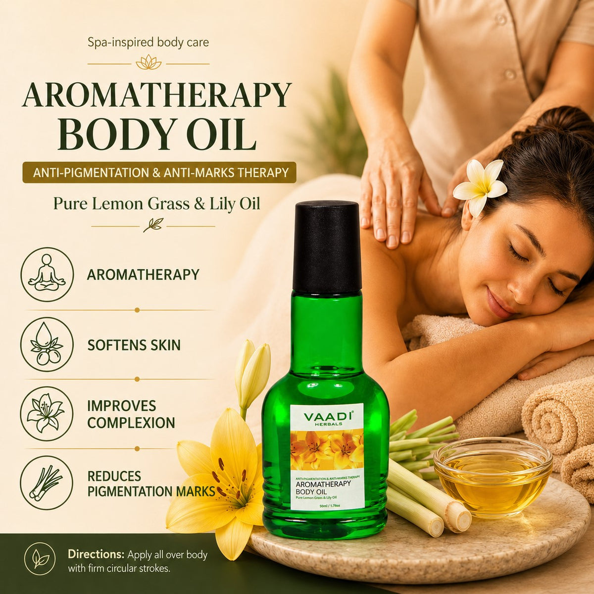 Aromatherapy Body Oil-Lemongrass & Lily Oil (50 ml)