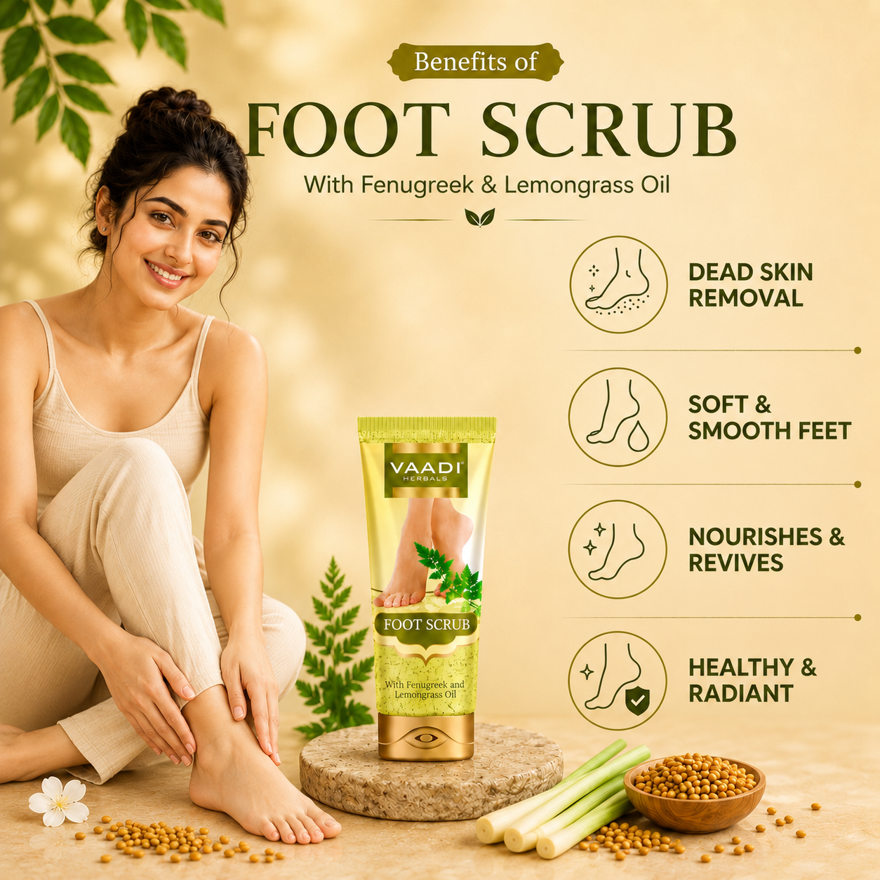 Pack of 2 Foot Scrub with Fenugreek & Lemongrass Oil (110 gms x 2)