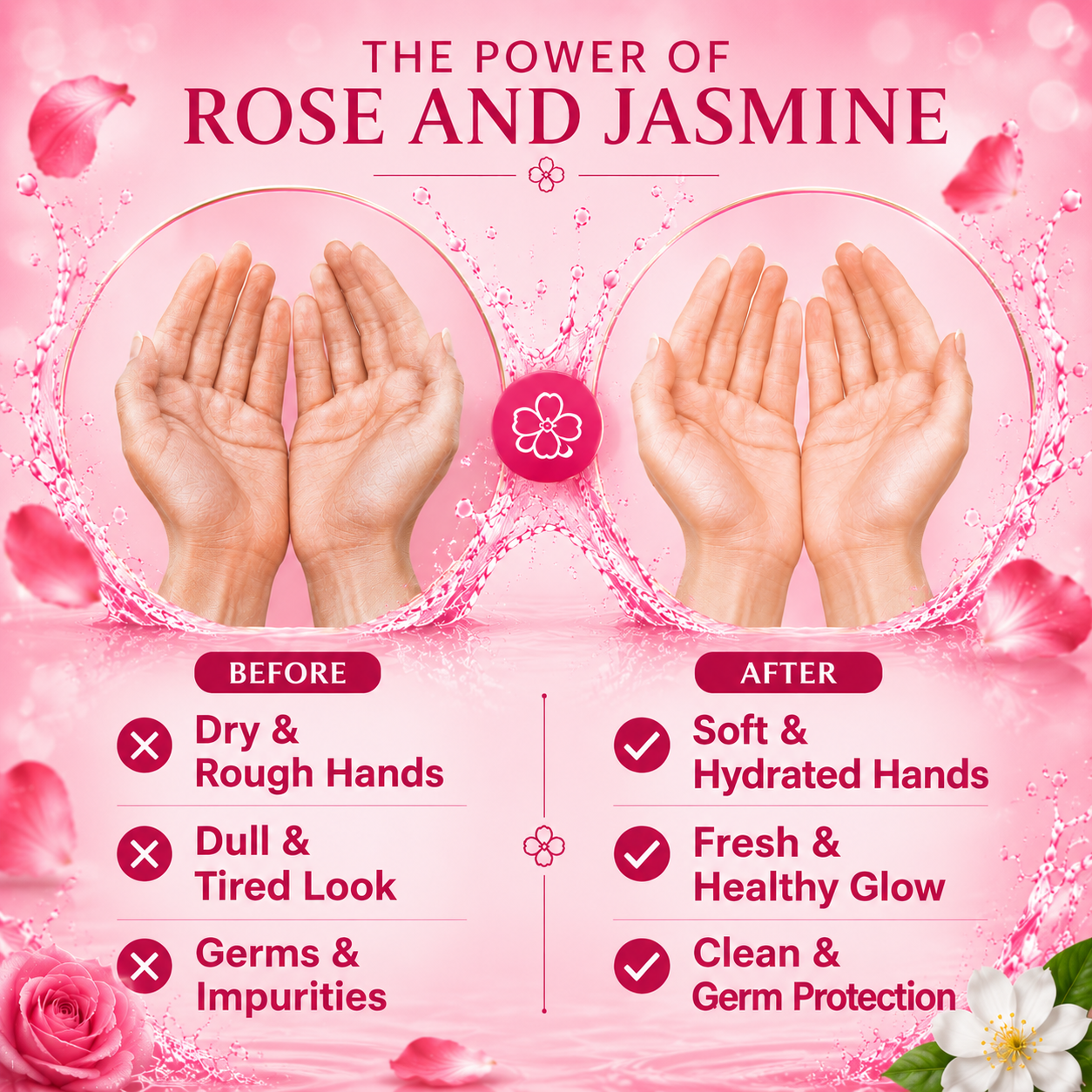 Pack of 3 Hydrating Rose & Jasmine Hand Wash (250 ml x 3)