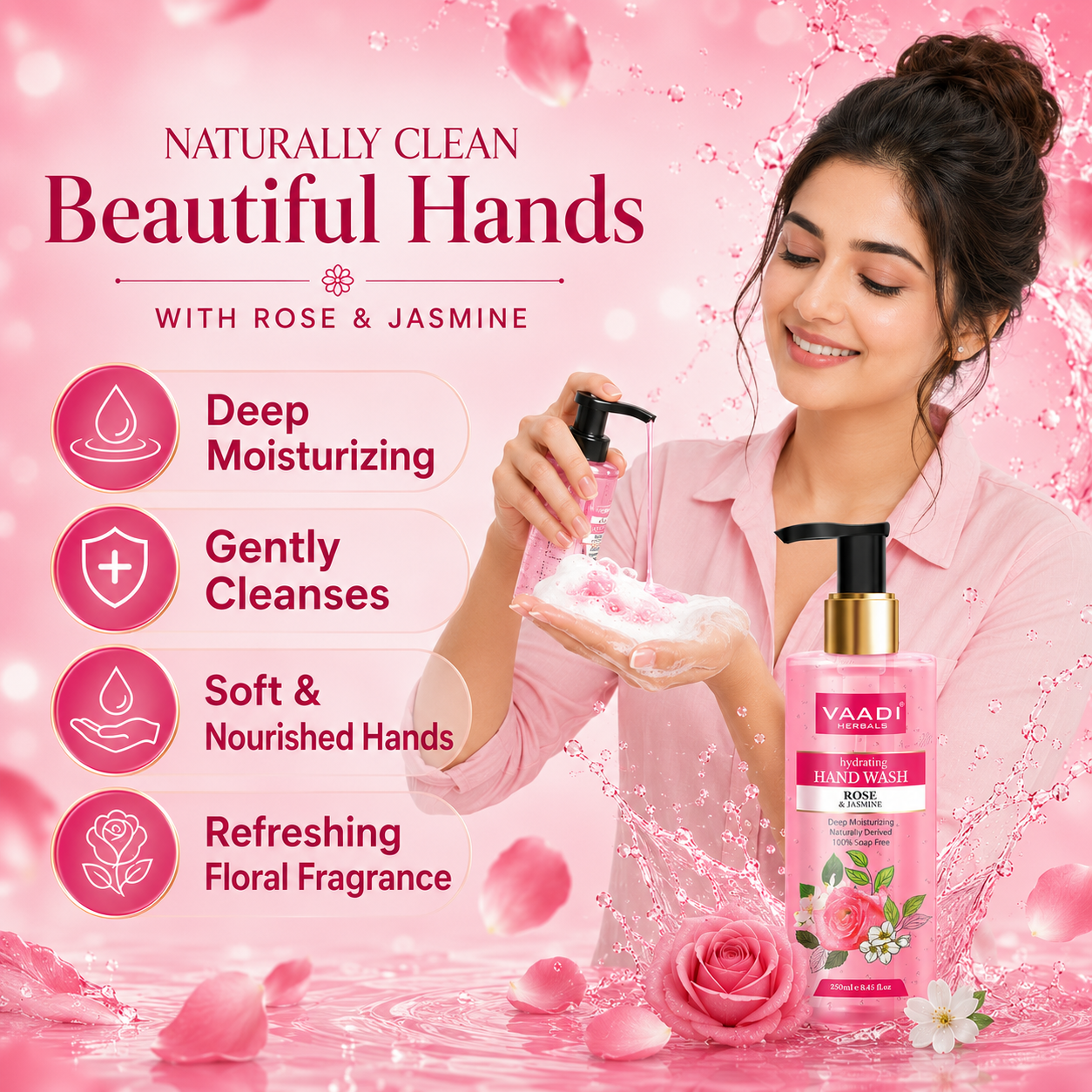 Pack of 3 Hydrating Rose & Jasmine Hand Wash (250 ml x 3)