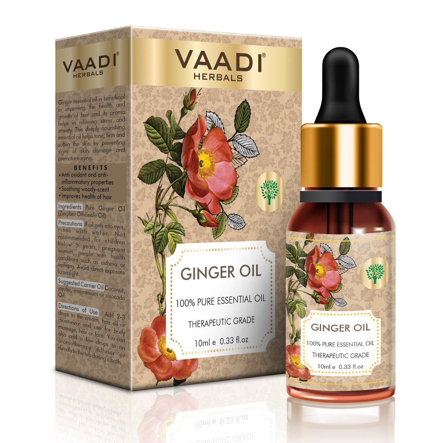 Ginger Essential Oil - Tones Skin, Prevents Hairfall, Soothing Woody Aroma - 100% Pure Therapeutic Grade (10 ml)